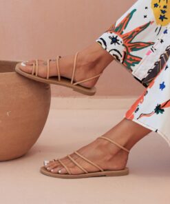 CARIATIS Handmade Greek Leather Sandals for Women | Natural, Strappy, Flat