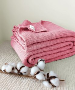 Ultra-Soft Rose Cotton Gauze Throw Year-Round Comfort and Breathability
