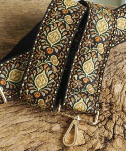 Groovy Floral Woven Crossbody Guitar Strap Orange and Yellow