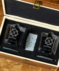 Personalized Whiskey Glasses Wood Box Set Engraved Bourbon Gifts for Special Occasions