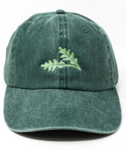 Embroidered Arugula Leaf Baseball Cap Washed Cotton, Curved Brim, Summer Style