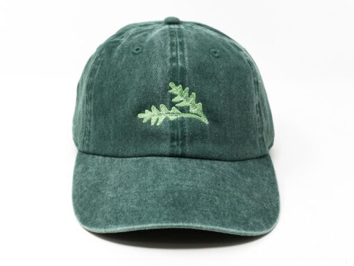 Embroidered Arugula Leaf Baseball Cap Washed Cotton, Curved Brim, Summer Style