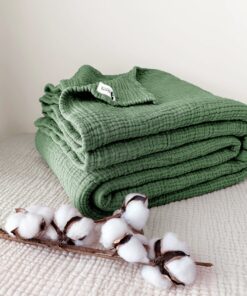 Luxurious Forest Green Pure Cotton Gauze Throw Comfort and Style for Every Home
