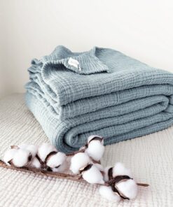 Hawaii Blue Pure Cotton 4-Layer Gauze All-Season Throw Blanket for California King, Queen, Twin, and Toddler Beds