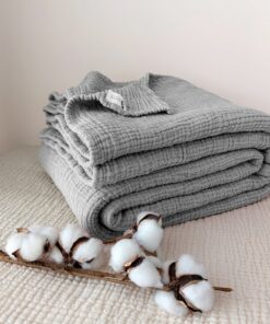 Ultra-Soft Light Gray Pure Cotton 4-Layer Gauze Throw Indulge in Comfort and Style