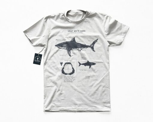 Unveiling the Anatomy of the Great White A Marine Biology Masterpiece on a T-shirt