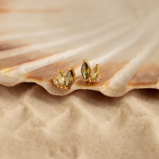 Sparkling Peridot Leaf Studs Embrace the Essence of Summer with Marquise Gemstone Jewelry