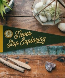 Never Stop Exploring Felt Pennant Adventure-Inspired Wall Art for Wanderlust Souls