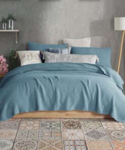 Ultra-Soft 4-Layer Gauze Throw Pure Cotton Comfort in Steel Blue