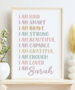 Empowering Affirmations Personalized Wall Art for Women, Inspiring Positivity and Motivation