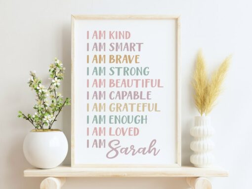 Empowering Affirmations Personalized Wall Art for Women, Inspiring Positivity and Motivation