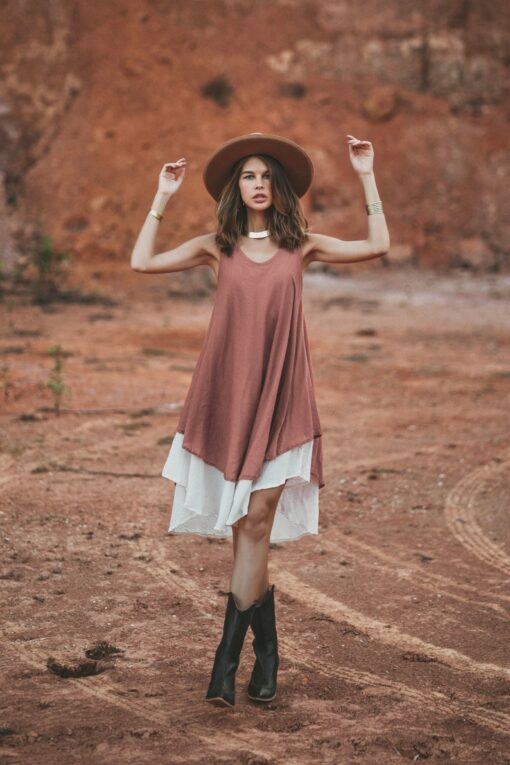 Bohemian Rhapsody Momoko Sandstone Midi Dress - Embrace Your Gypsy Spirit