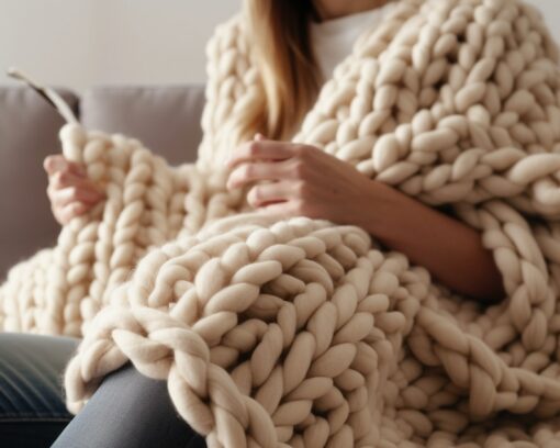 Cozy Haven Indulge in the Luxurious Embrace of Our Chunky Merino Wool Throw