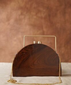 Exquisite Brown Handcrafted Wooden Clutch A Timeless Accessory for Special Occasions