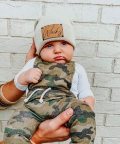 Personalized Baby Beanie Embroidered Name, Vegan Leather Patch, Slouchy Fit for All Ages