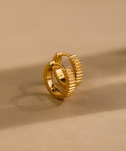 Golden Embrace Ribbed Huggie Hoops for a Timeless Allure
