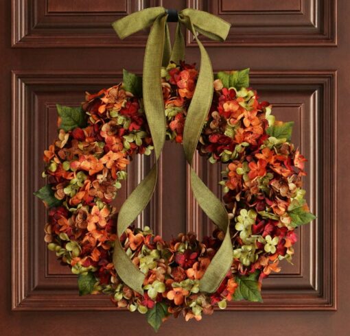 Autumnal Embrace Hydrangea Wreath for a Cozy Fall Welcome