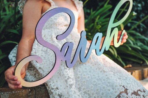 Enchanting Rainbow Wooden Name Sign A Personalized Haven for Your Little Princess
