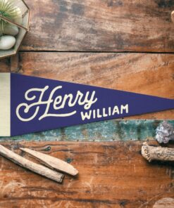 Personalized Heritage Name Sign Felt Pennant Embroidered Vintage Banner for Kids