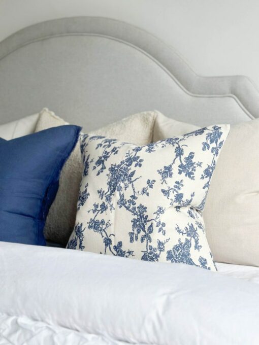 Aria Blue Floral Print Cushion with Duck Feather Pad Comfort and Style for Your Home