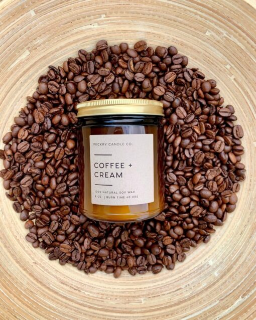 Indulge in the Aromatic Embrace of Freshly Brewed Coffee Non-Toxic Soy Candle in an Amber Jar