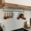 Antique Unlacquered Brass Pot Rail with S Hooks Vintage Handmade Gold Brass Pot Rack for Rustic Wall Mounting