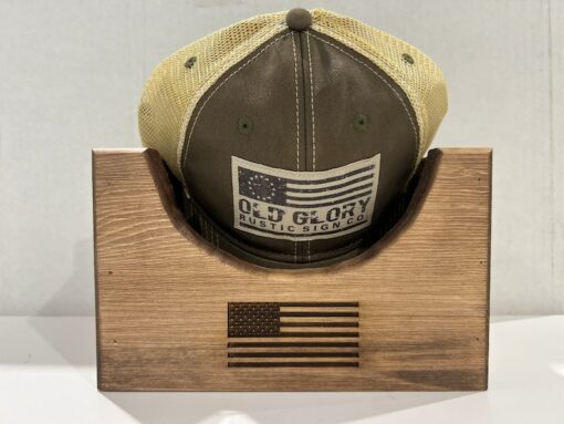 Personalized American Flag Wooden Hat Holder A Handcrafted Gift for Dad