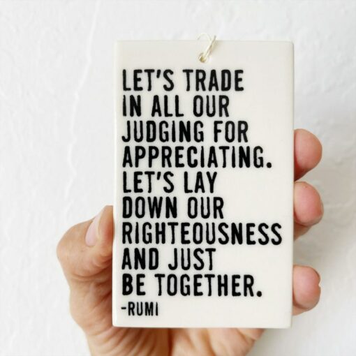 Daily Inspiration Ram Dass Ceramic Wall Tag - Screen Printed Ceramics for Mindfulness and Motivation