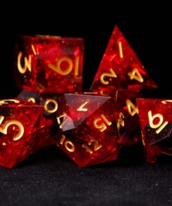 Fire Red Glittering D20 Dice Illuminate Your D&D Adventures with Handmade Precision