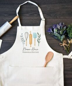 Personalized Linen Kitchen Apron Elevate Your Cooking Style with Custom Embroidered Aprons