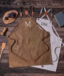 Personalized Canvas Apron Embroidered Custom Gift for Kitchen, Workshop, Barbeque, or Bartending