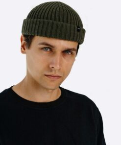 Merino Wool Army Green Fisherman Beanie Stay Warm and Stylish on Your Next Adventure