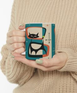 Atomic Black Cat Mug A Purrfectly Mid-Century Modern Addition to Your Morning Ritual