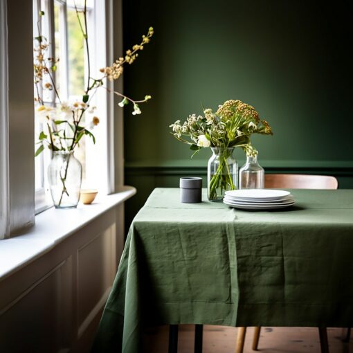 Linen Tablecloth 41 Colors | Natural Linen Rectangle Tablecloth | Handmade Tablecloth for Kitchen & Dining Room