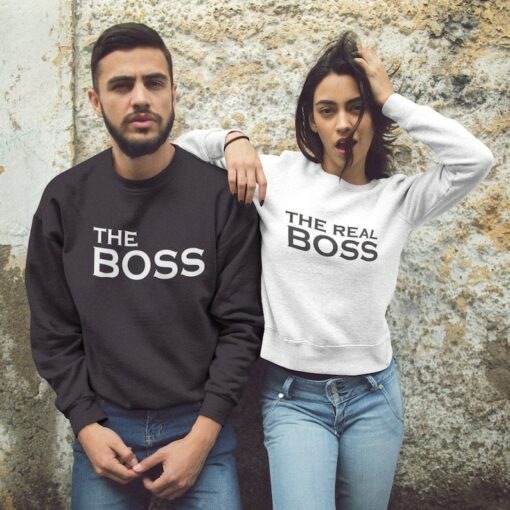 Fall Fashion's Power Couple The Boss & Real Boss Sweatshirts - A Unique Birthday Gift