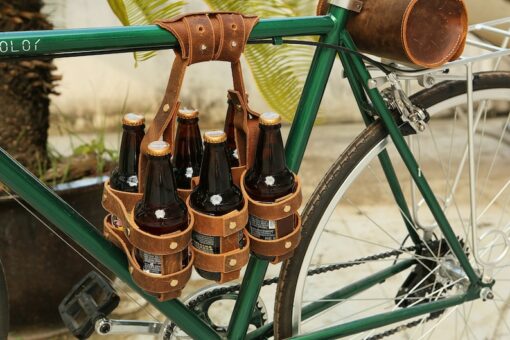 Premium Leather 6-Pack Bike Beer Holder The Ultimate Cycling Companion