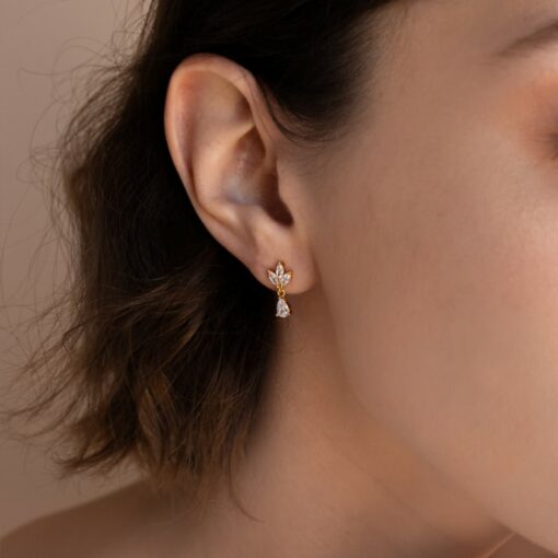 Captivating Marquise Diamond Drop Earrings Minimalist Elegance for Brides and Bridesmaids (ER343)