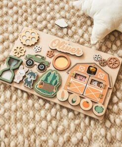 Personalized Sensory Busy Board A Woodland Adventure for Curious Toddlers