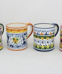 Tuscan Treasures Vibrant Geometric Italian Ceramic Mugs (Set of 4)
