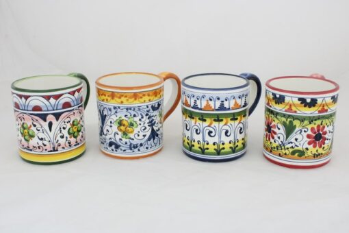 Tuscan Treasures Vibrant Geometric Italian Ceramic Mugs (Set of 4)