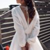 Enchanting Bridal Embrace Ivory Knitted Cardigan with Ribbons for an Autumn Wedding