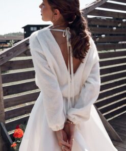 Enchanting Bridal Embrace Ivory Knitted Cardigan with Ribbons for an Autumn Wedding