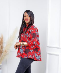 Vibrant Red African Print Top Embrace Bold Style and Cultural Heritage