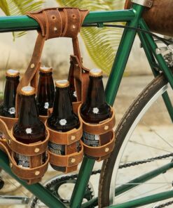 Premium Leather 6-Pack Beer Holder Carrier Kit for Bikes The Perfect Gift for Beer Enthusiasts