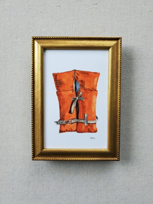 Watercolor Life Jacket Art Print Coastal Charm for Your Home