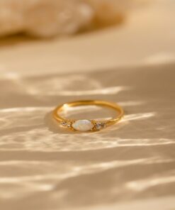 Sparkling Elegance Caitlyn's Opal and Diamond Ring - A Timeless Symbol of Love
