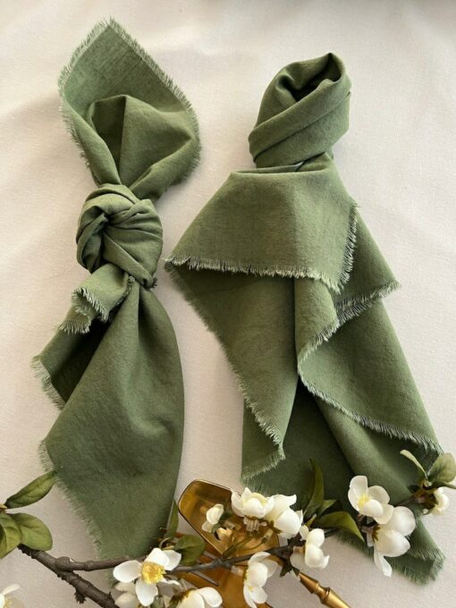 Rustic Elegance Olive Green Boho Cheesecloth Napkins for Unforgettable Weddings and Farm-to-Table Gatherings