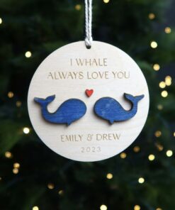 Personalized Whale Couple Ornament 2024 I Whale Always Love You, Anniversary Keepsake