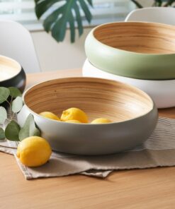 Fruitful Elegance Spun Bamboo Bowl for Kitchen Counter, Serving, and Display