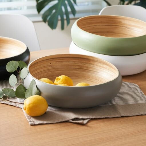Fruitful Elegance Spun Bamboo Bowl for Kitchen Counter, Serving, and Display